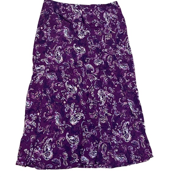 Eddie Bauer Dresses & Skirts - Eddie Bauer Purple Paisley Cotton Pull On Maxi Skirt Women's XL Elastic Waist